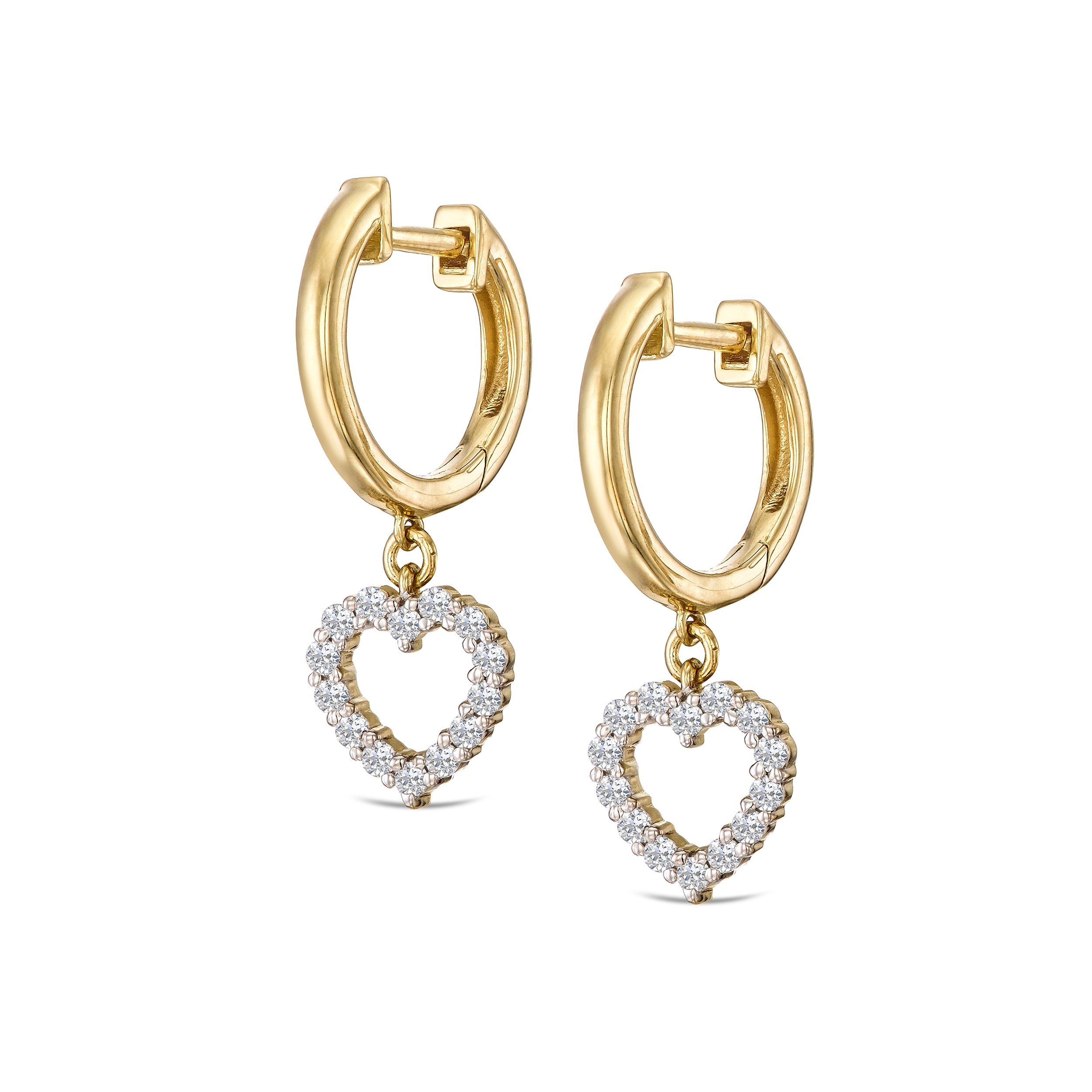 Heart Drop Huggie Lab Diamond Earrings 0.31ct in 18k Gold Vermeil